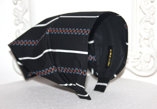 Black & White stripe bandana Cotton headband Structured retro bandana