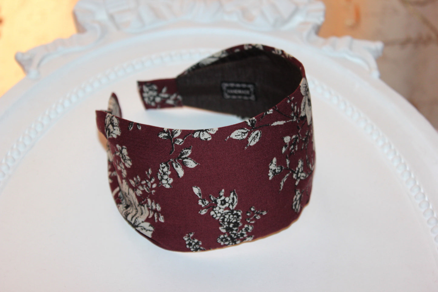 Cotton print woman headband Brown retro fabric hairband