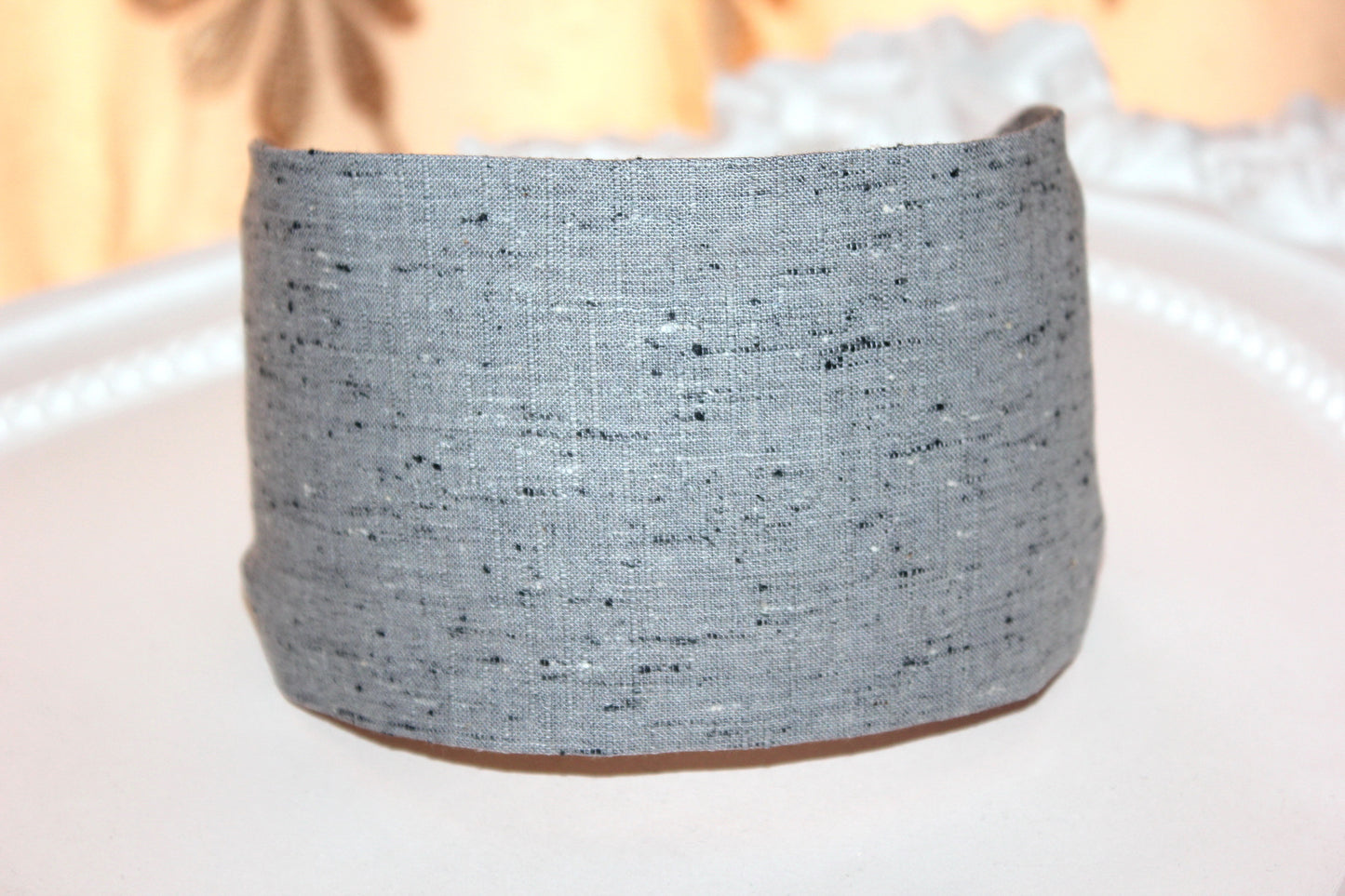 Gray linen headband women Structured hairband scarf
