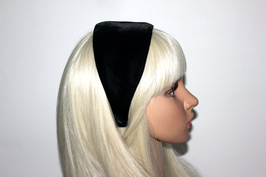 Black silk velvet headband for women, wide adjustable hairband, plastic free