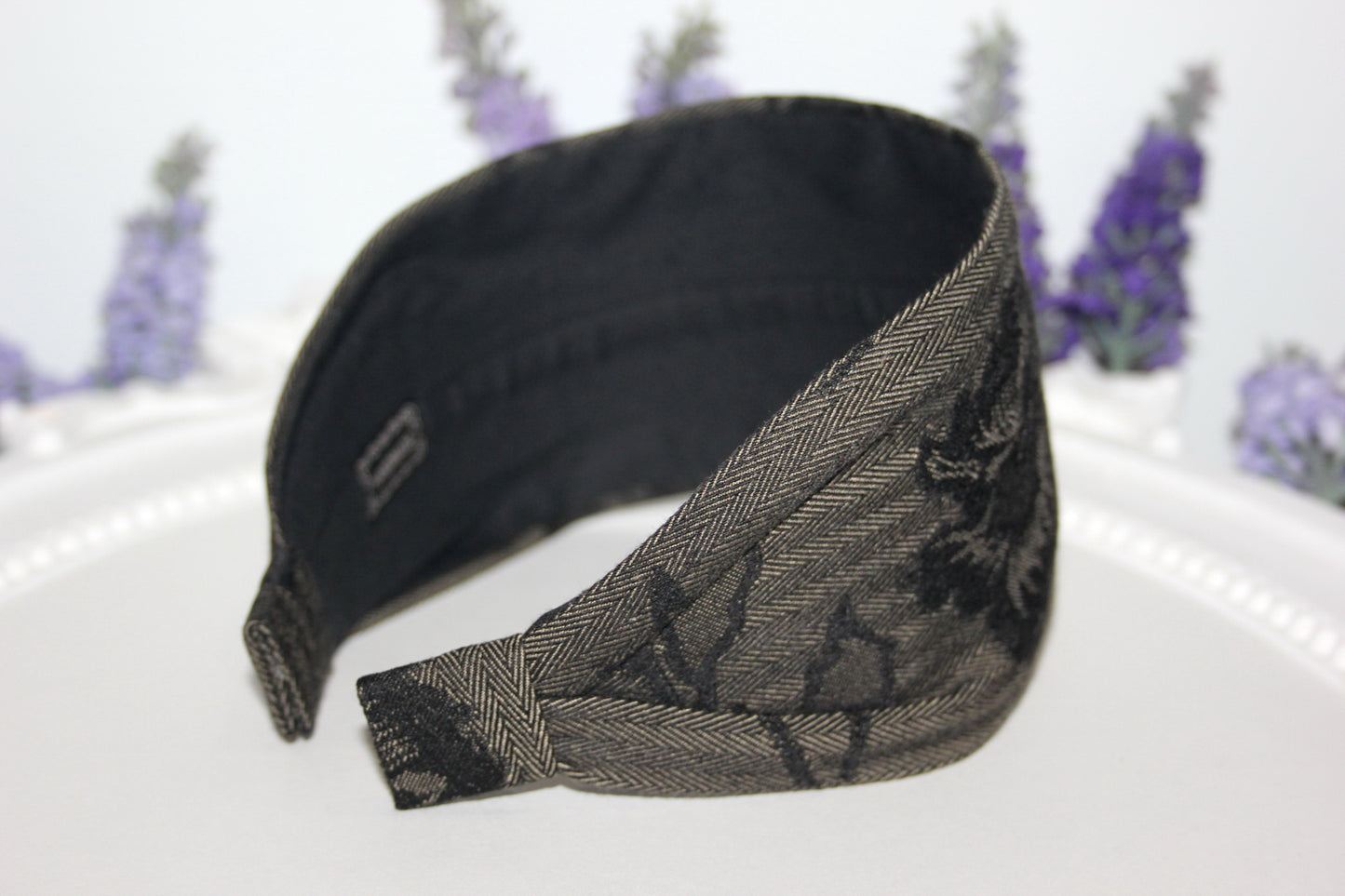 Herringbone headband for women, Tweed hairband