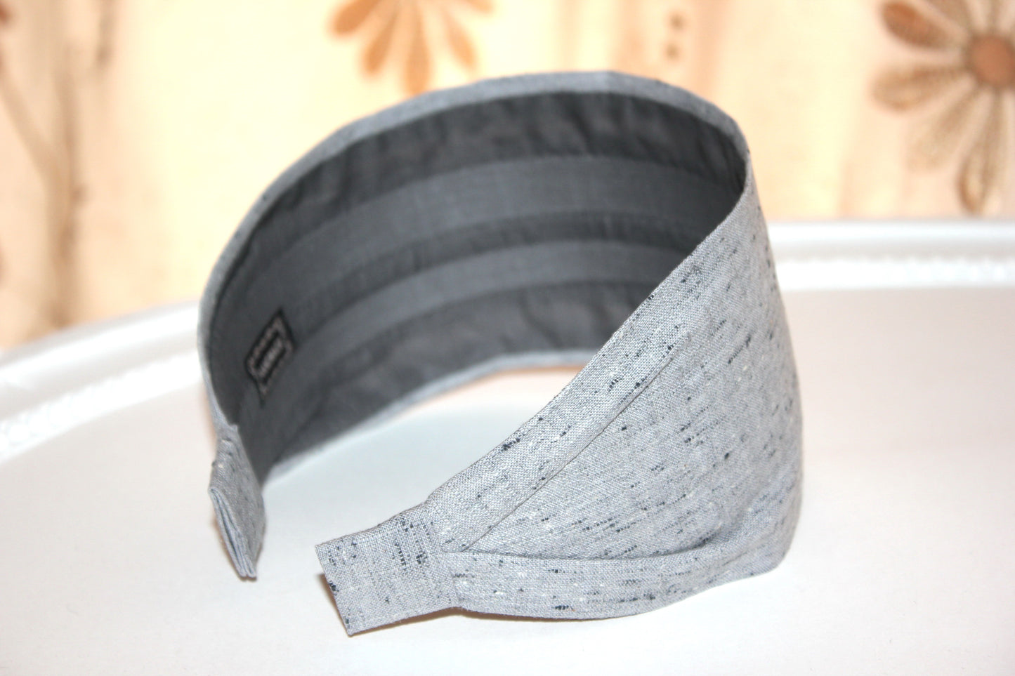 Gray linen headband women Structured hairband scarf
