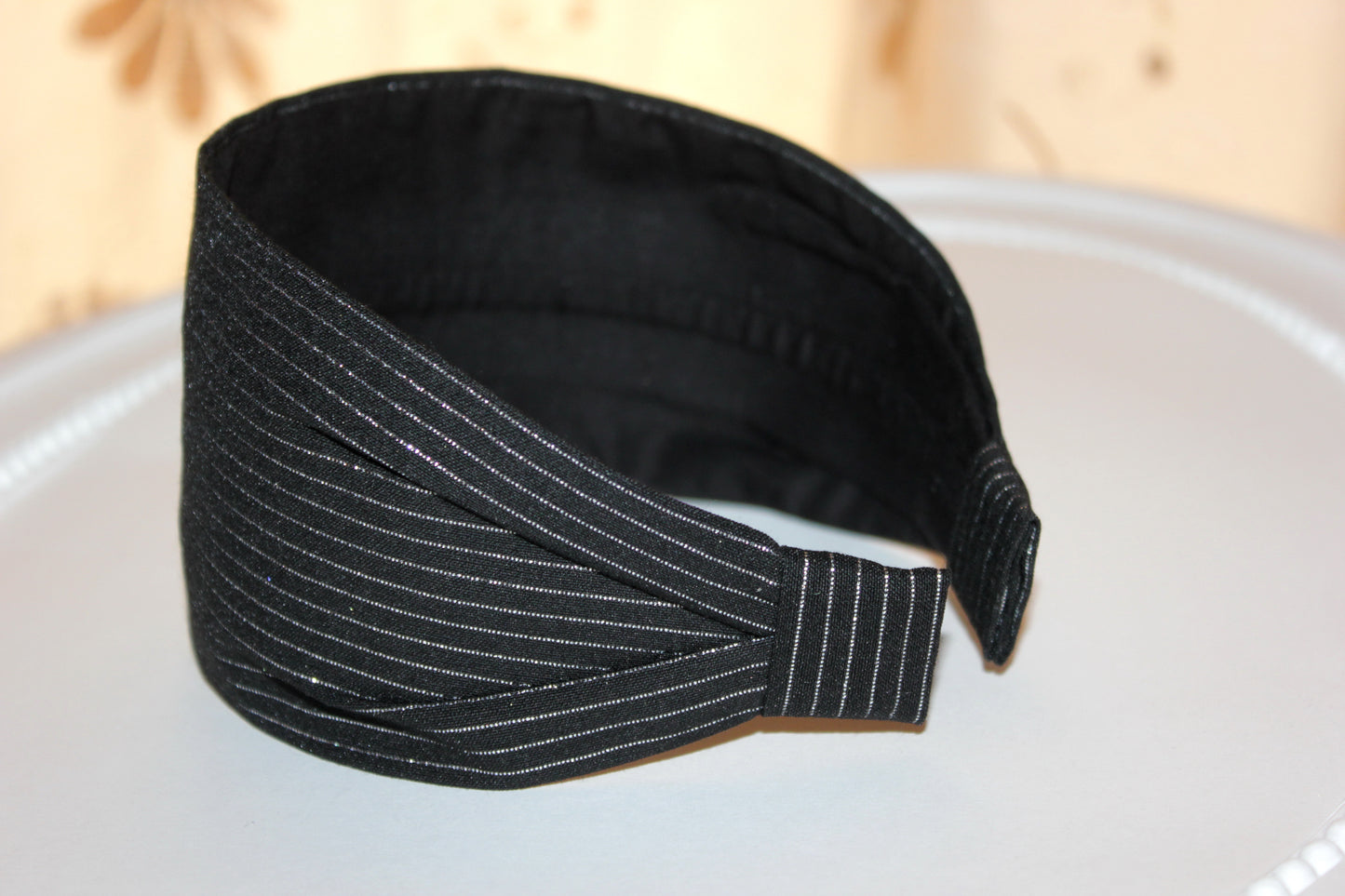 Silver & Black headbands Metallic stripe cotton hairband