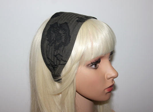 Herringbone headband for women, Tweed hairband
