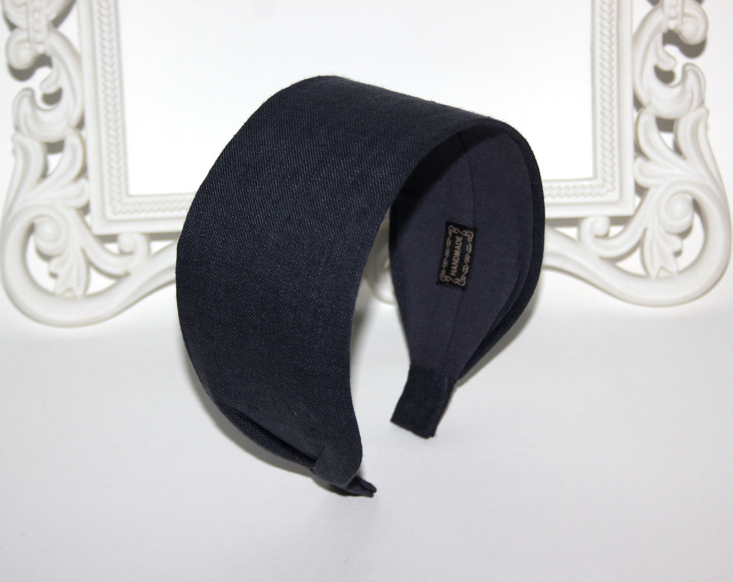 Linen headband women Dark Gray hairband scarf