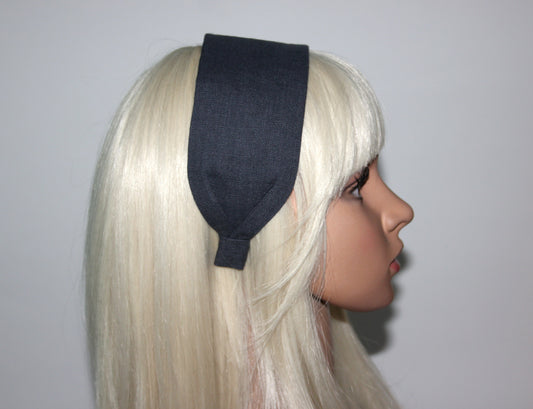 Linen headband women Dark Gray hairband scarf