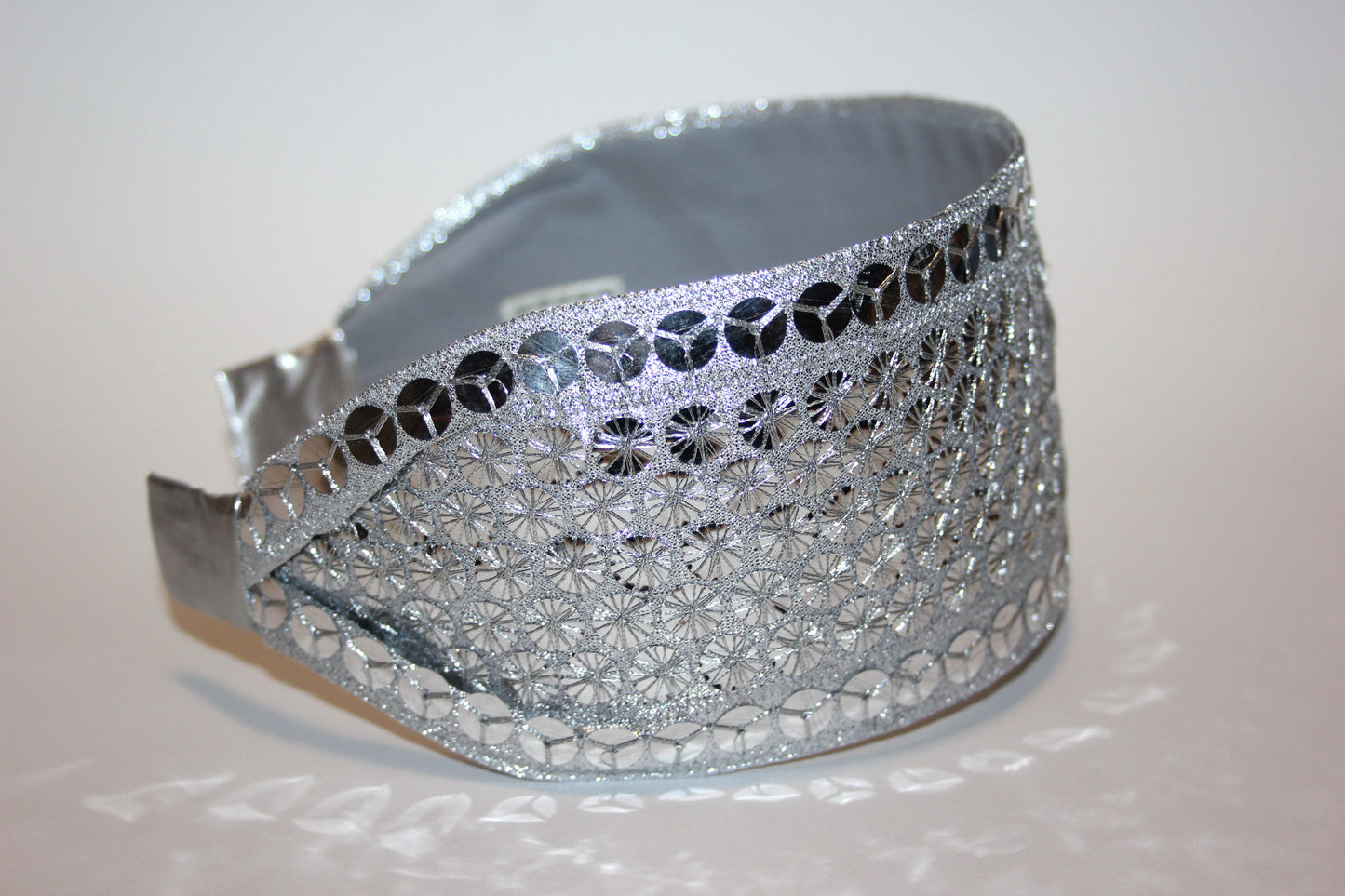 Silver wide headband 3"inch Sparkle sequin head scarf