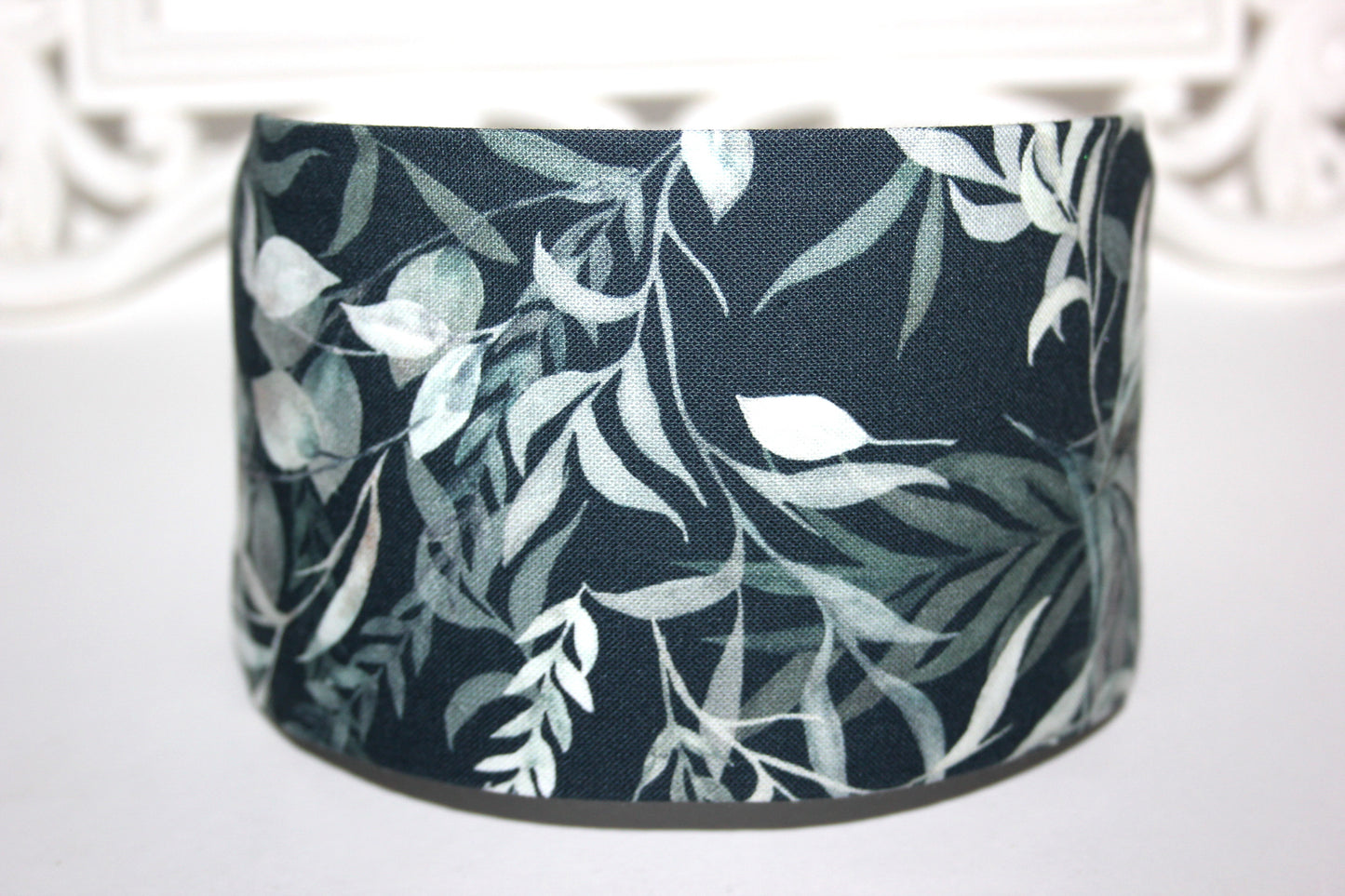 Headband for women Petrol blue eucalyptus print fabric head scarf