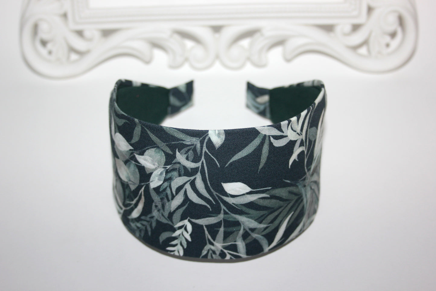 Headband for women Petrol blue eucalyptus print fabric head scarf