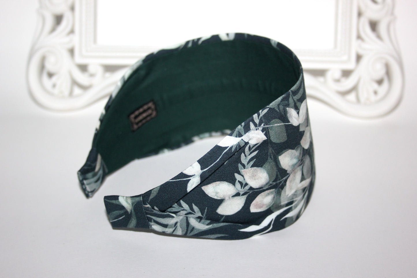 Headband for women Petrol blue eucalyptus print fabric head scarf