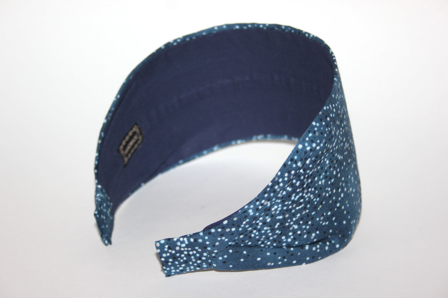 Blue fabric headband polka dot cotton hairband