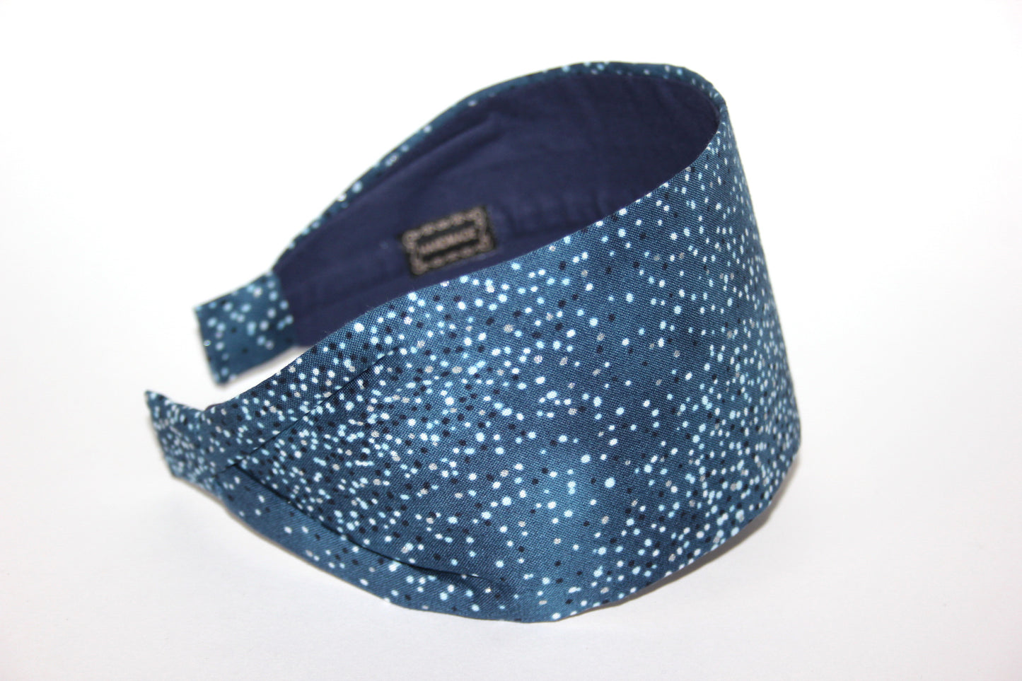 Blue fabric headband polka dot cotton hairband