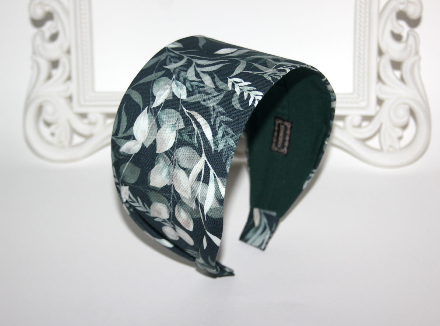 Headband for women Petrol blue eucalyptus print fabric head scarf