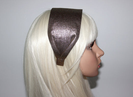 Linen headband women Stardust Gold & Brown hairband scarf