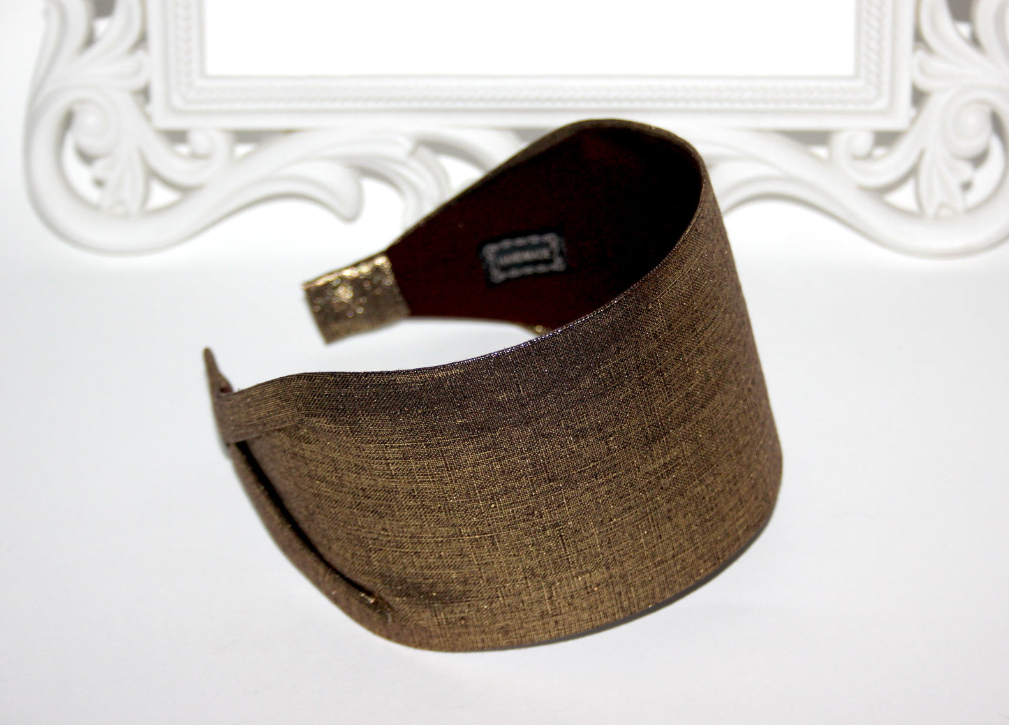 Linen headband women Stardust Gold & Brown hairband scarf