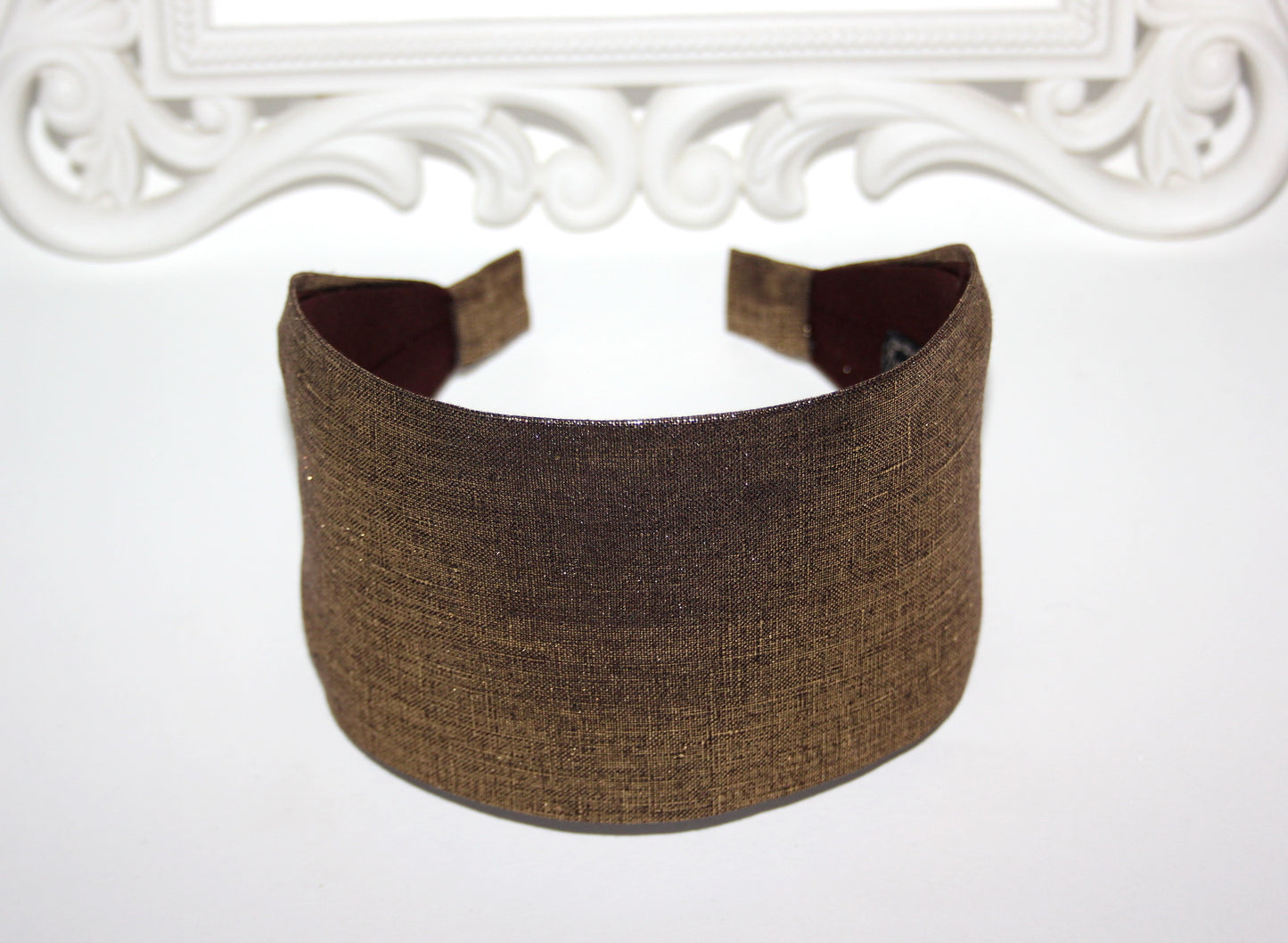 Linen headband women Stardust Gold & Brown hairband scarf