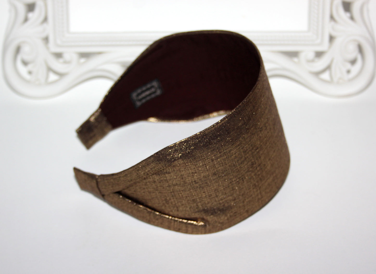 Linen headband women Stardust Gold & Brown hairband scarf