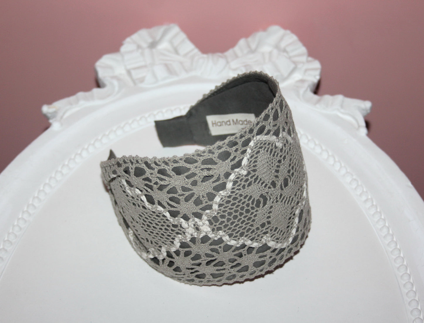 Retro headband for women 4"inch Gray wide alopecia head scarf Knitted cotton hairband