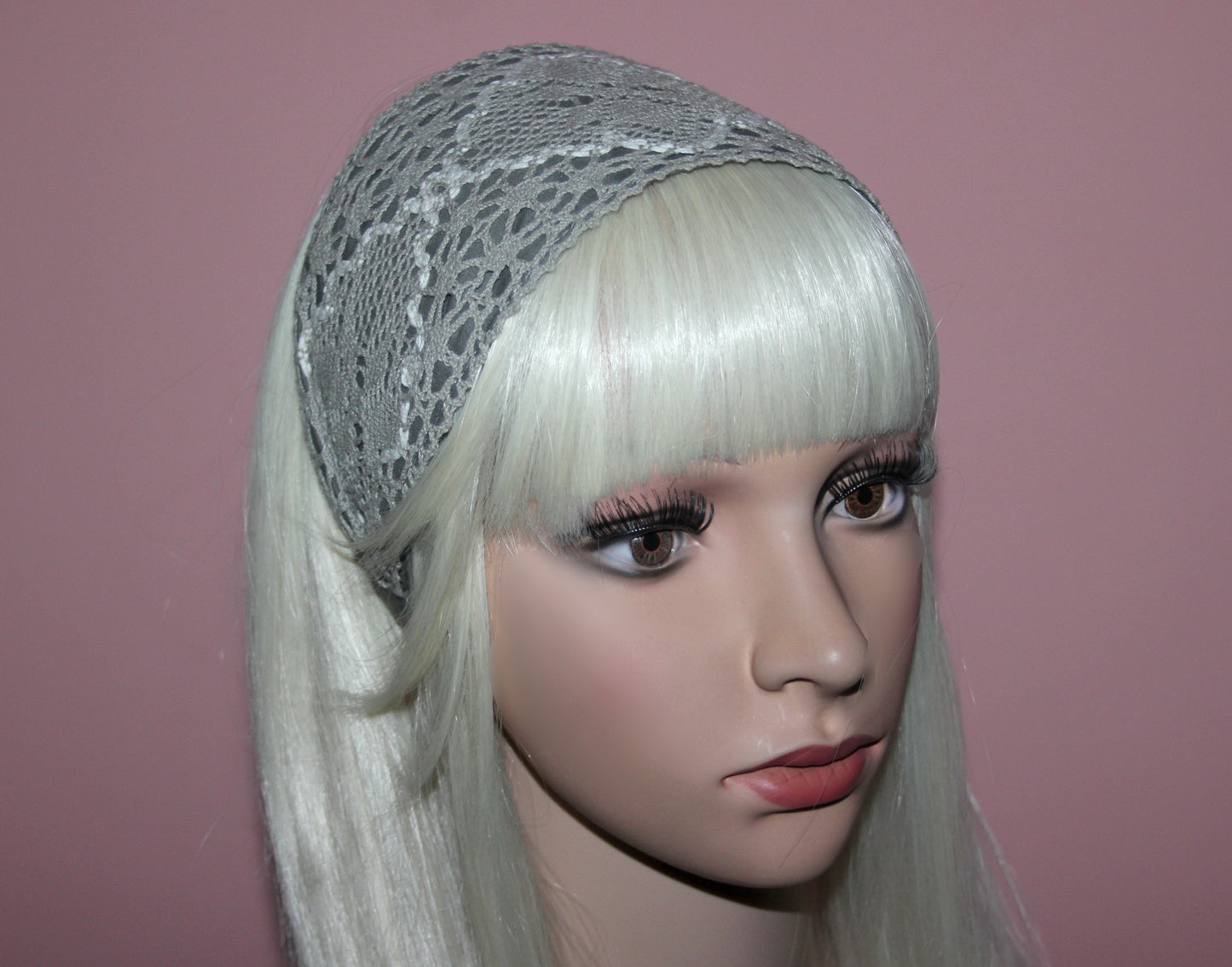 Retro headband for women 4"inch Gray wide alopecia head scarf Knitted cotton hairband