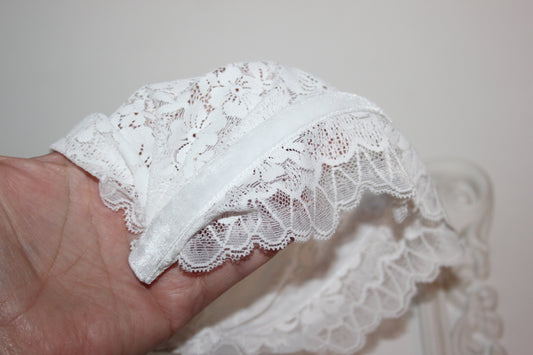 Off White prayer headband 9"inch Christian lace head covering Structured religious head cover, plastic free