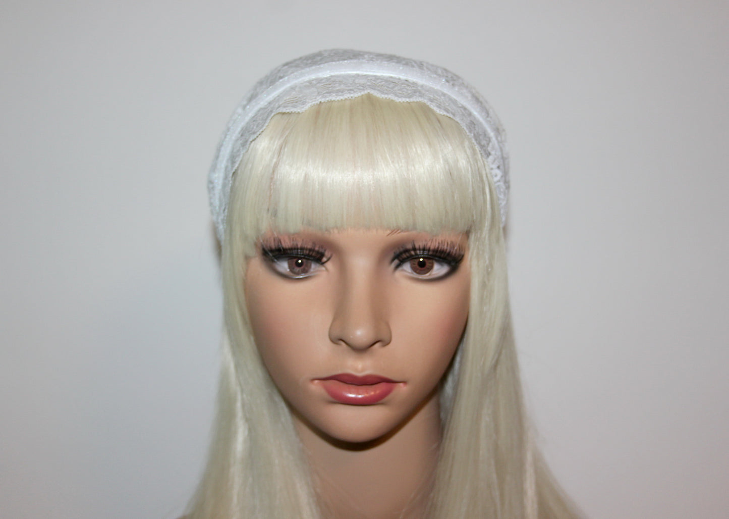 Christian head covering 7" inch Prayer lace headband White religious head cover plastic free