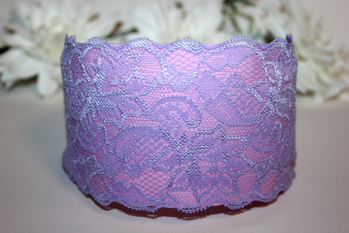 Lilac & Pink headband for women 3.15" inch Two tone lace hairband scarf