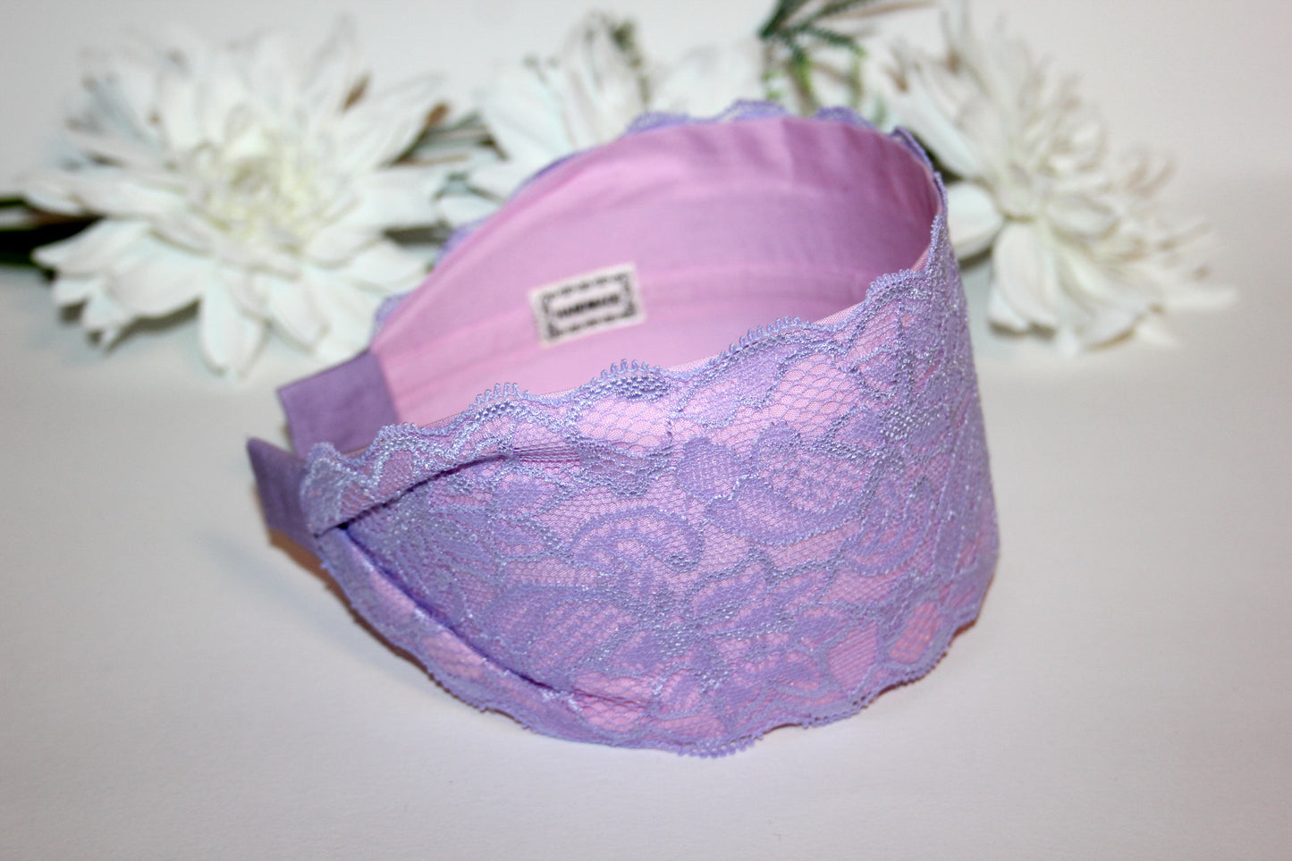 Lilac & Pink headband for women 3.15" inch Two tone lace hairband scarf