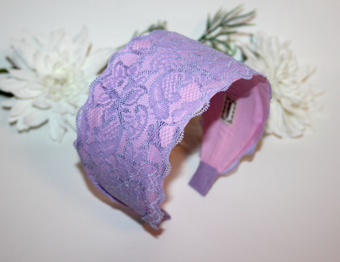Lilac & Pink headband for women 3.15" inch Two tone lace hairband scarf