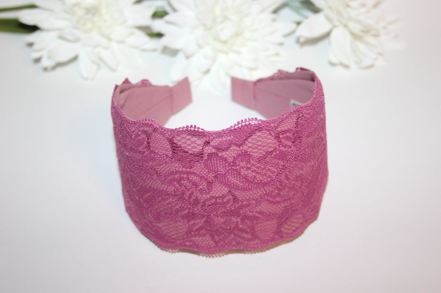 Blush Pink lace headband 3.15" inch Structured hairband scarf for women