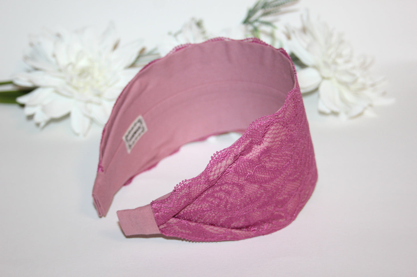Blush Pink lace headband 3.15" inch Structured hairband scarf for women