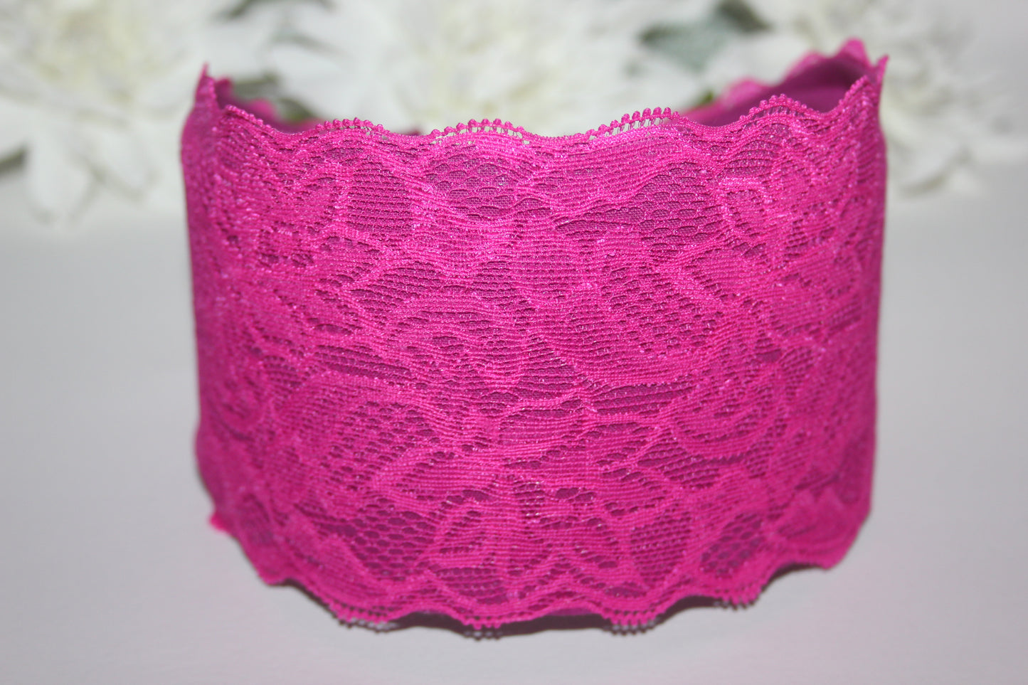Bright Pink headband for women 3.15" inch Fashion lace hairband scarf