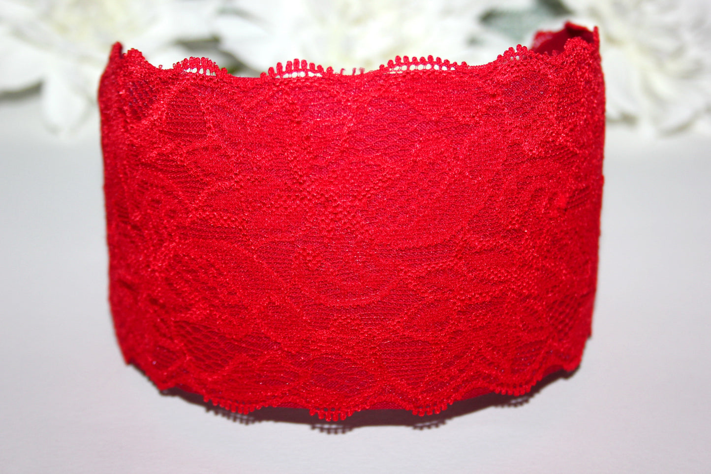 Red lace headband for women 3.15" inch Wide hair band scarf