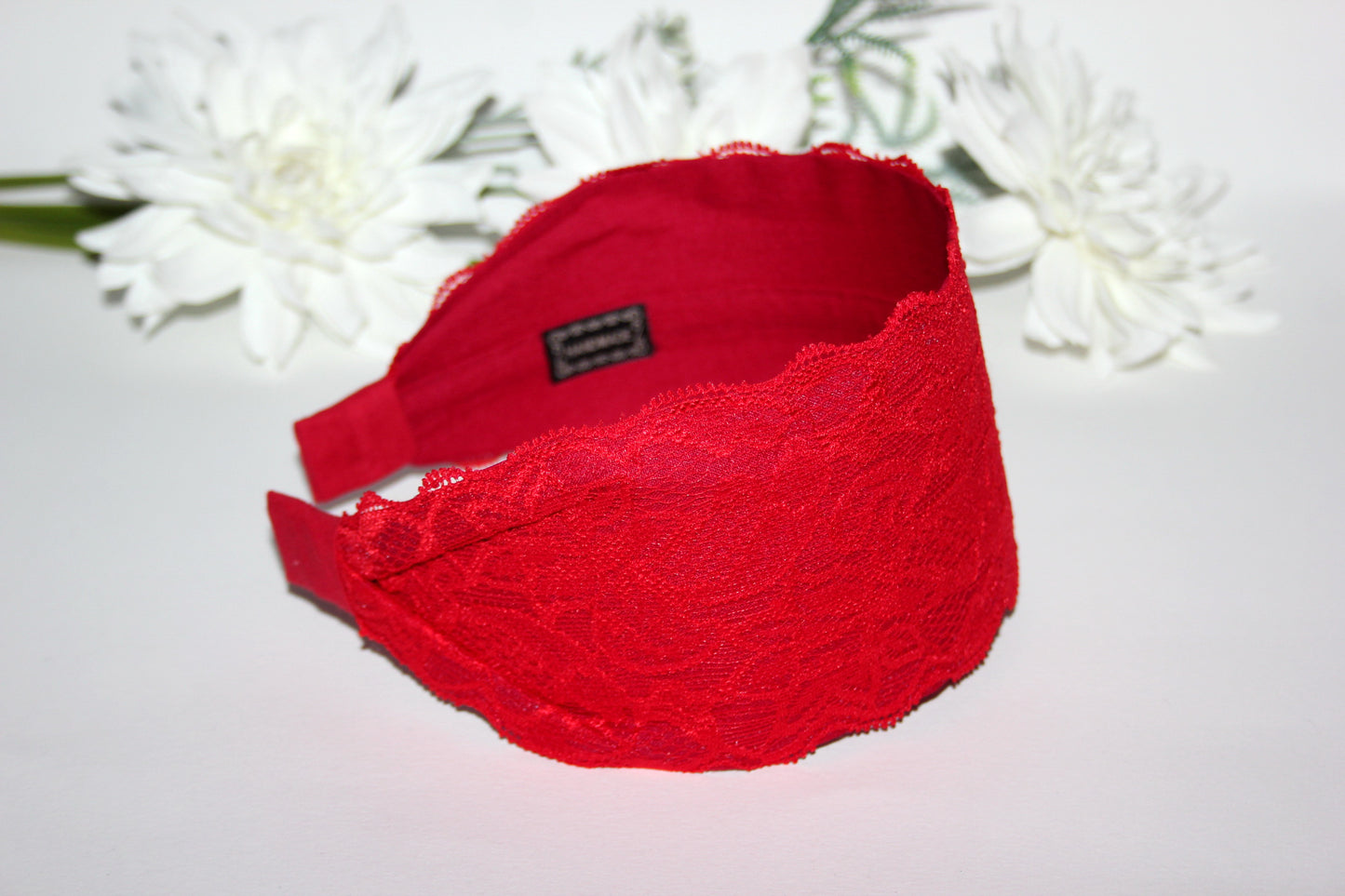 Red lace headband for women 3.15" inch Wide hair band scarf
