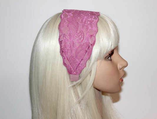 Blush Pink lace headband 3.15" inch Structured hairband scarf for women