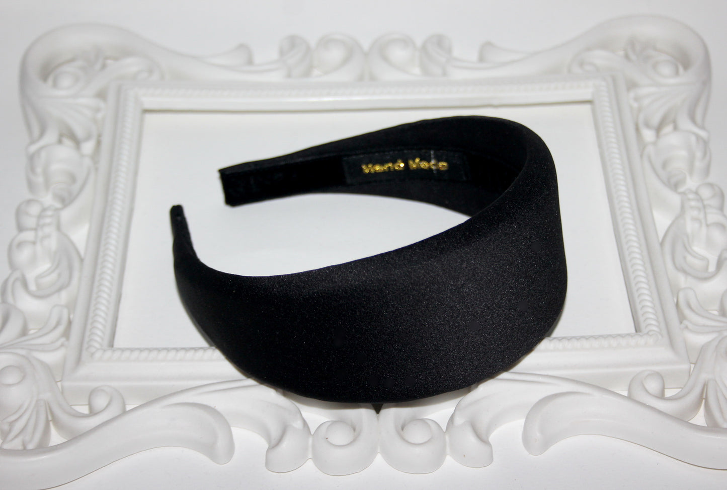 Padded Satin headband for women, Black puffy hairband, plastic free