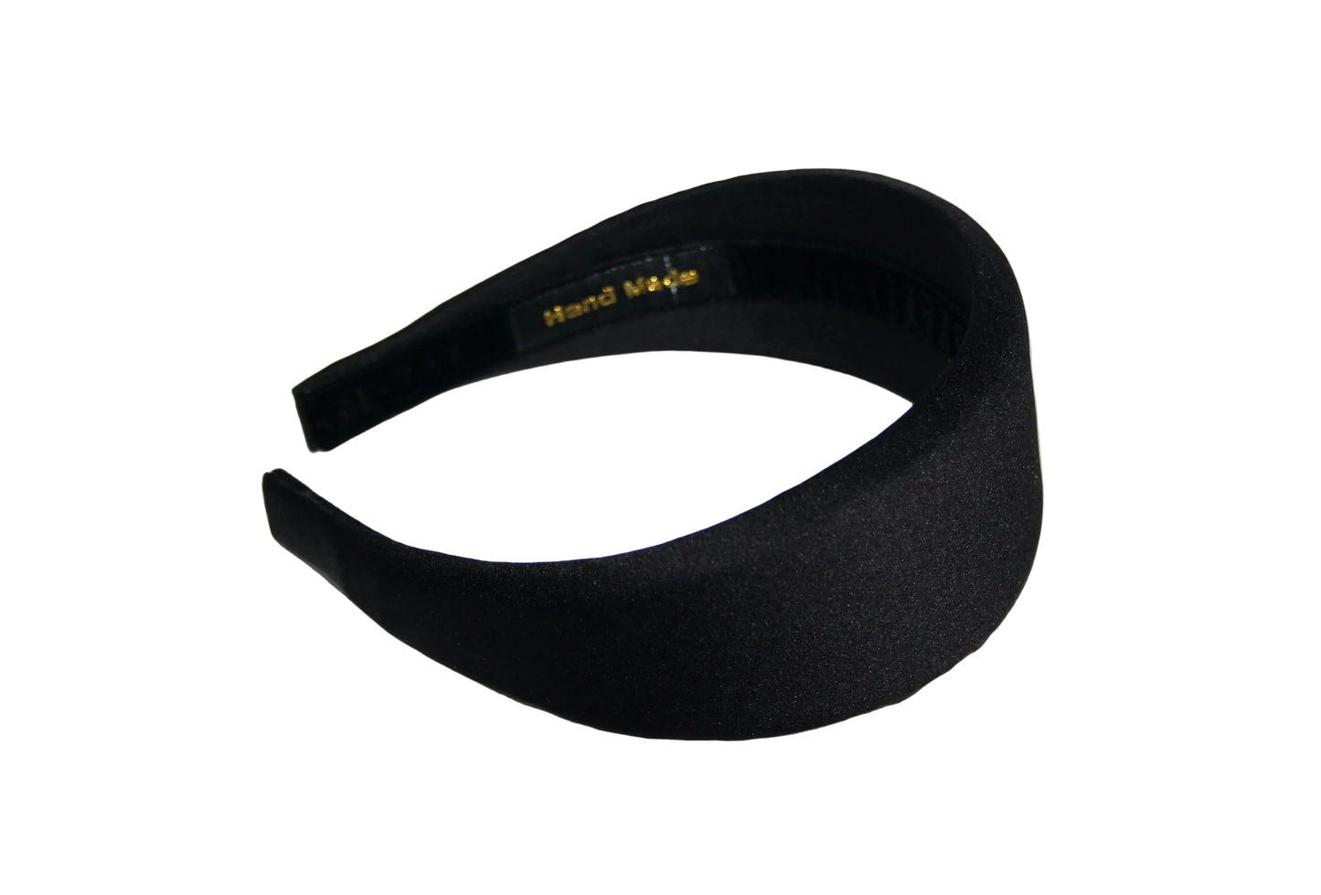 Padded Satin headband for women, Black puffy hairband, plastic free