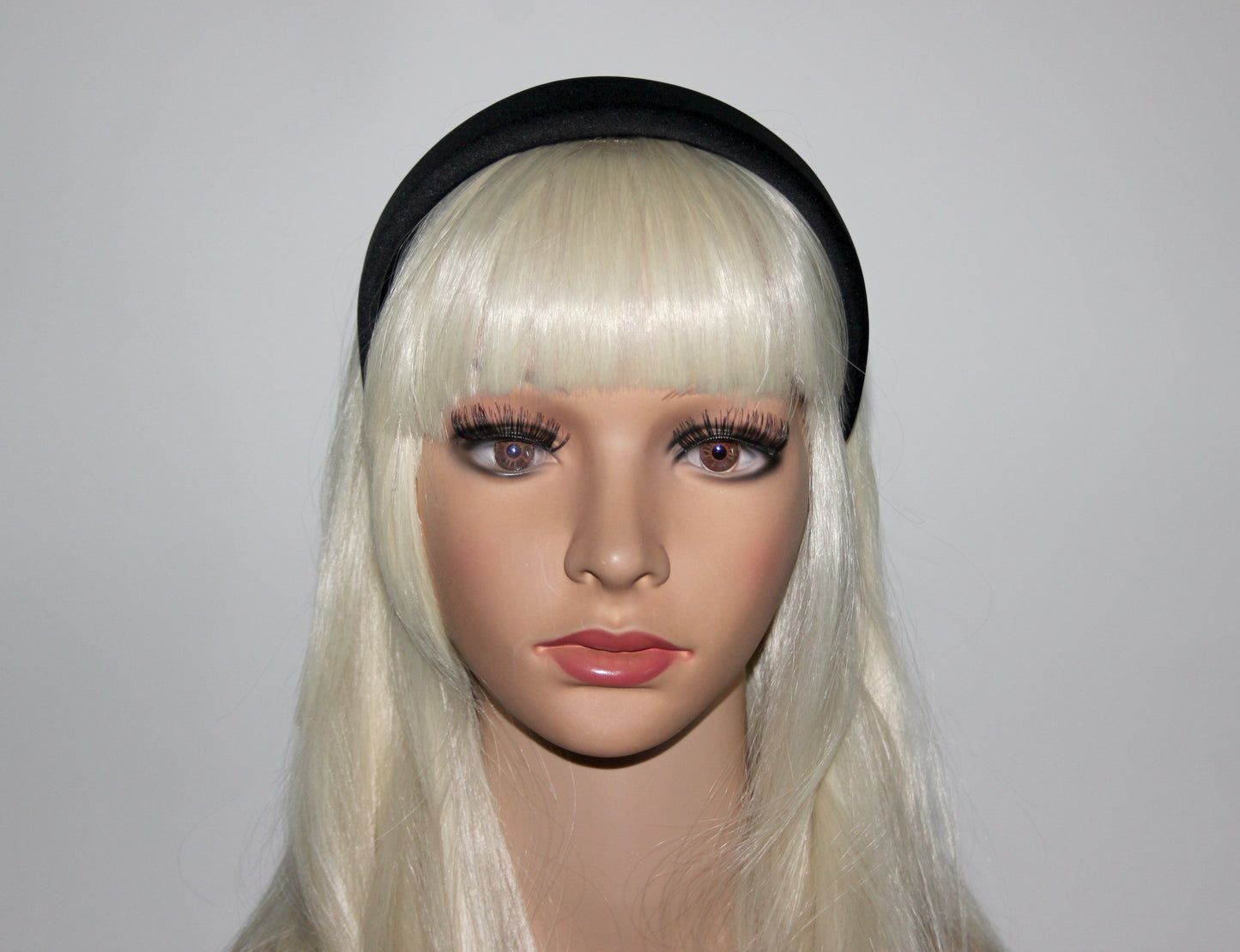 Padded Satin headband for women, Black puffy hairband, plastic free