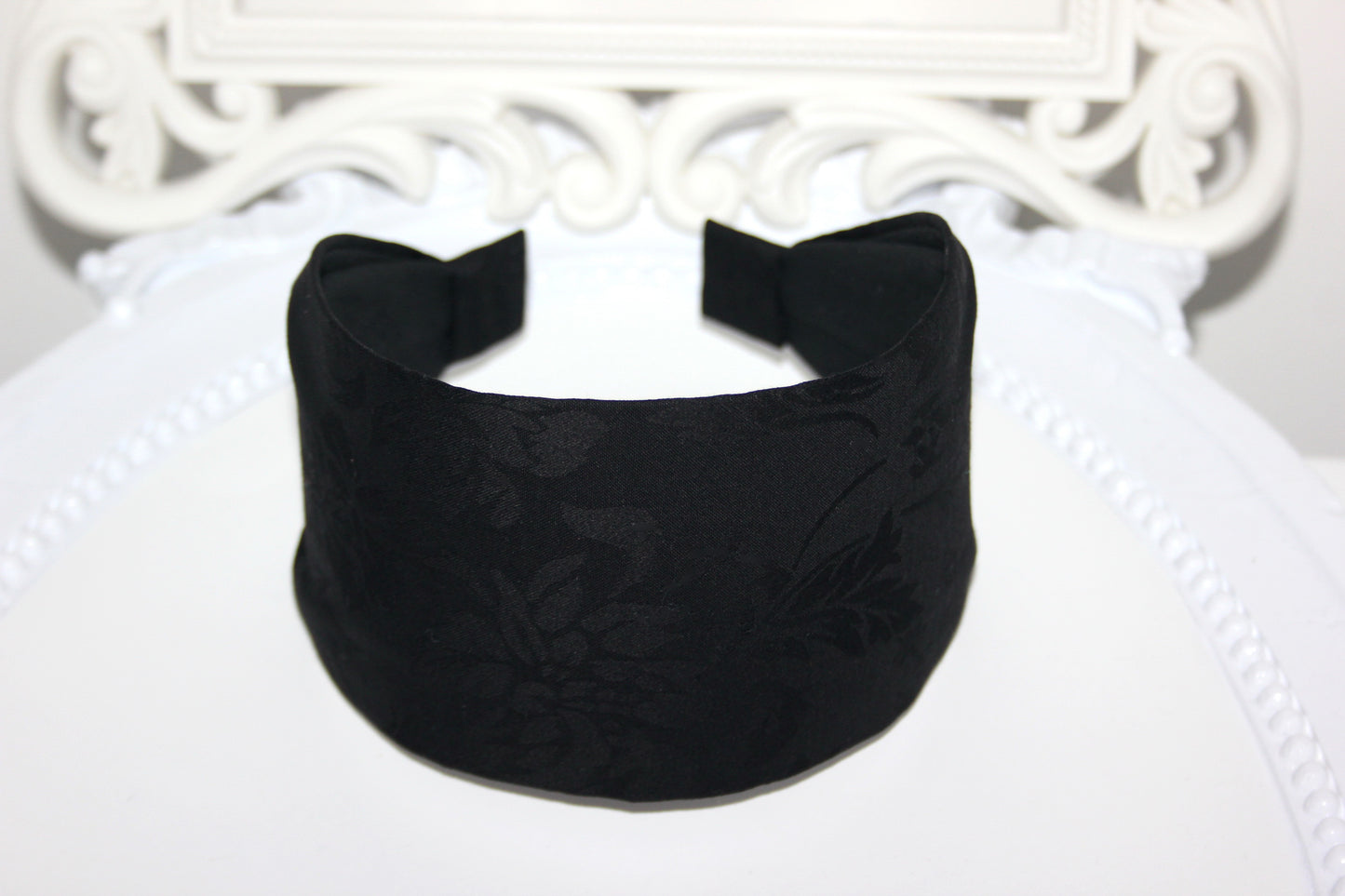 Jacquard flat headband Black cotton head scarf