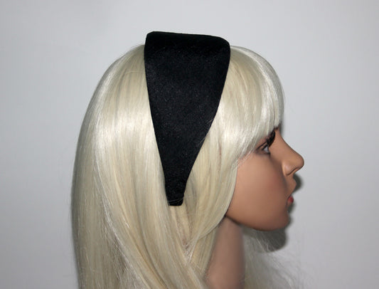 Black textured satin headband, Adjustable hairband for women, plastic free