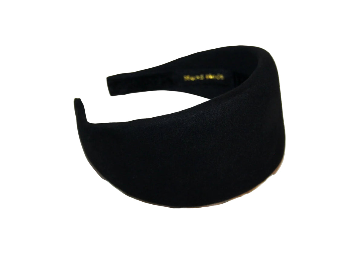 Black padded headband for women, Faux Suede puffy hairband, plastic free