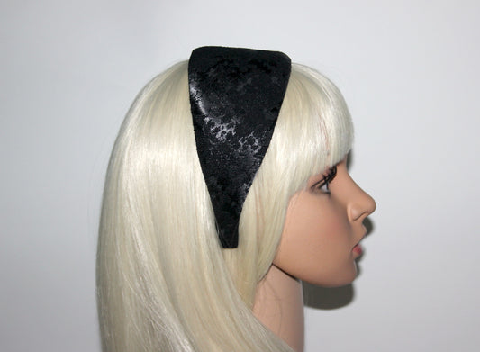 Black jacquard headband women Abstract pattern hairband, plastic free