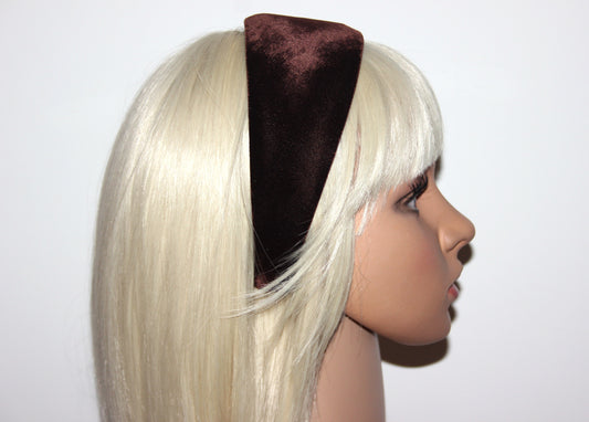 Dark Brown silk velvet headband for women Classic waldorf hairband