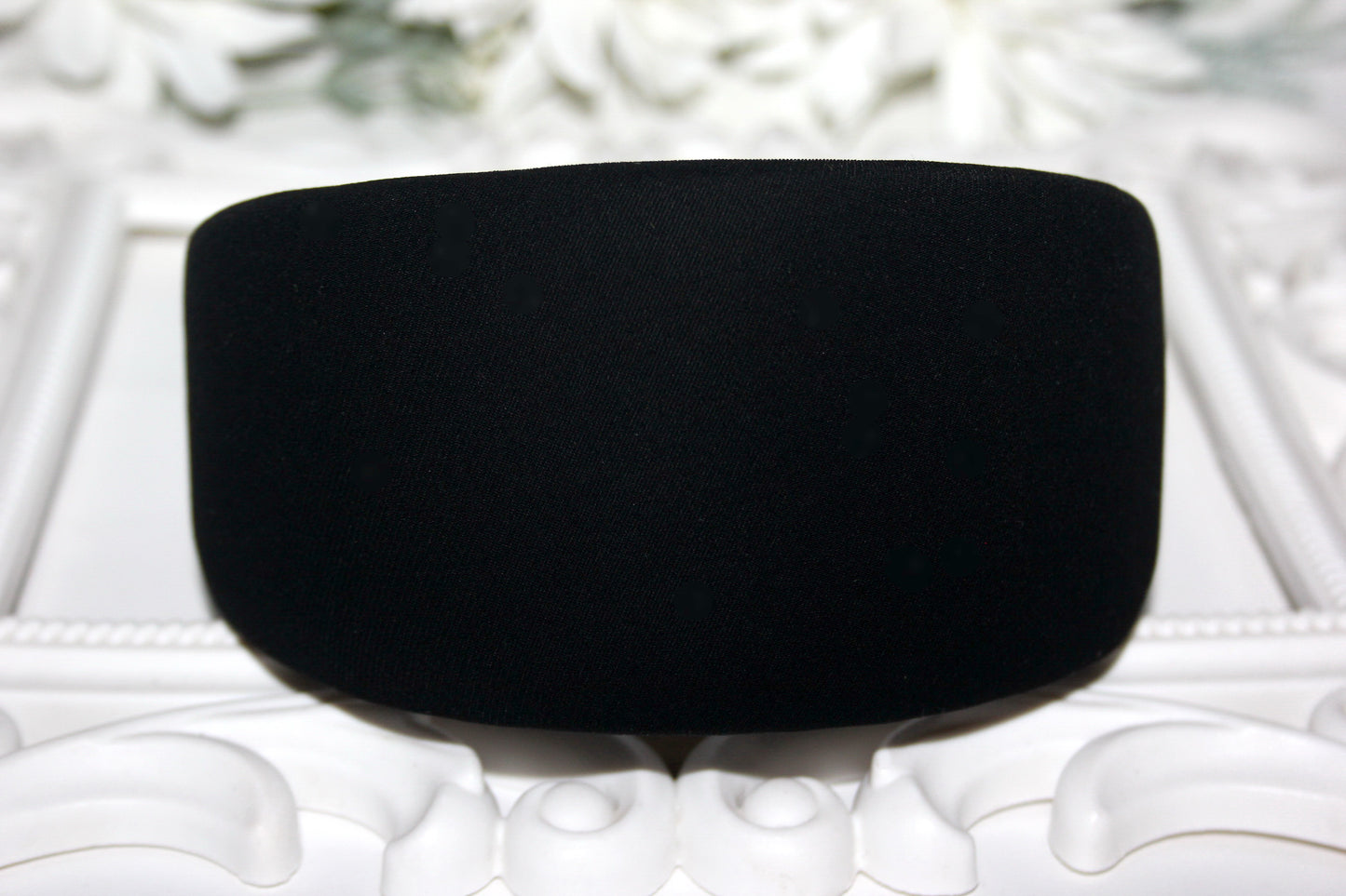 Black Padded woman headband, Viscose blend Cotton puffy headband, plastic free