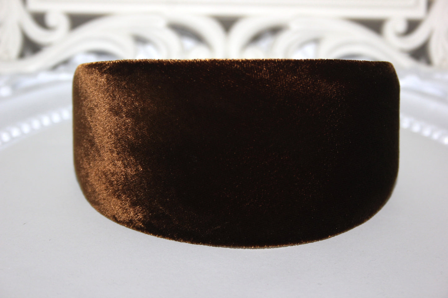 Coffee Brown micro silk velvet headband for women