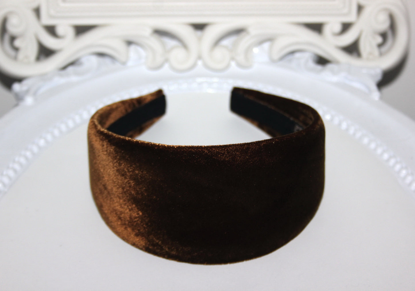 Coffee Brown micro silk velvet headband for women