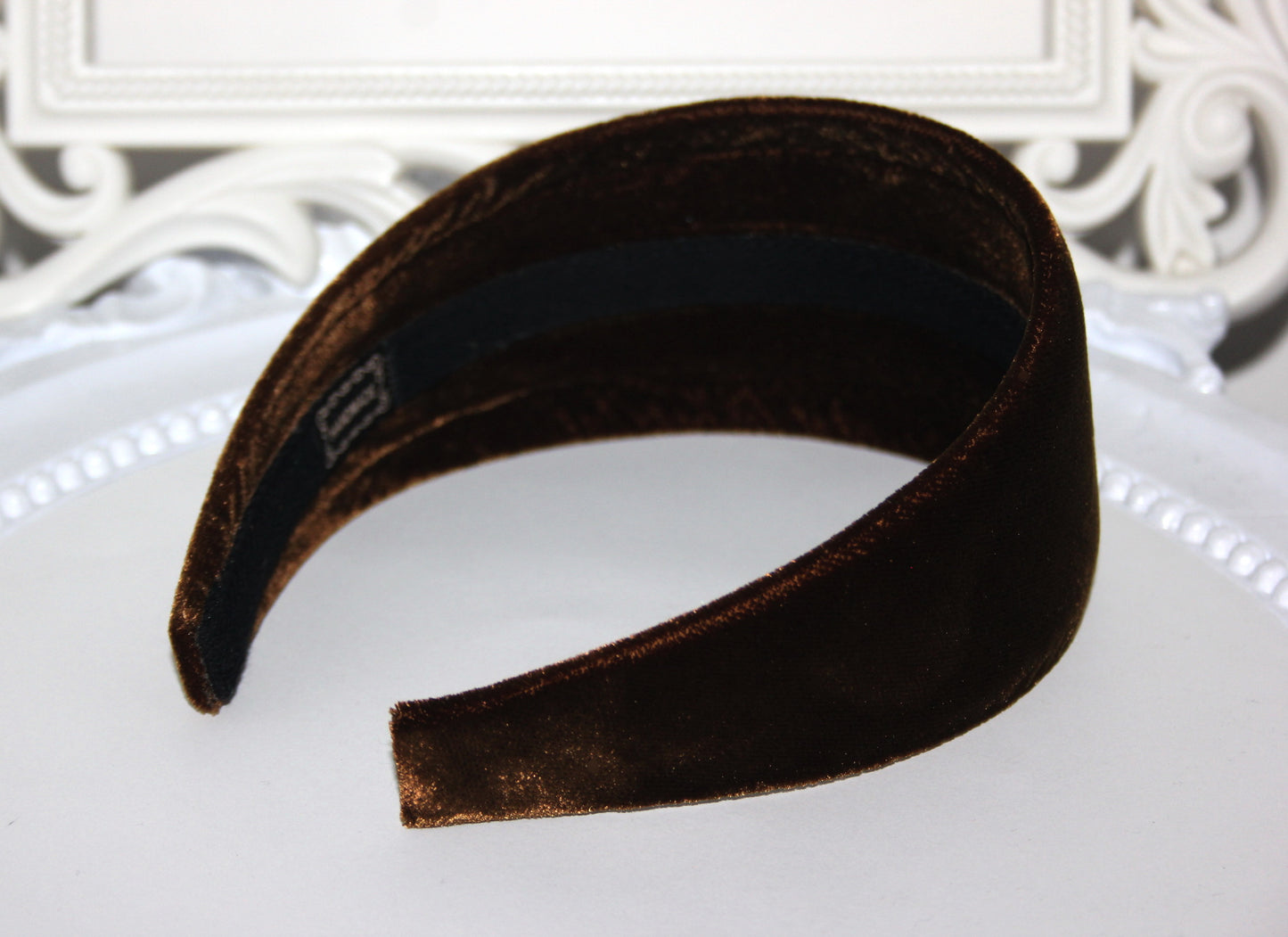 Coffee Brown micro silk velvet headband for women
