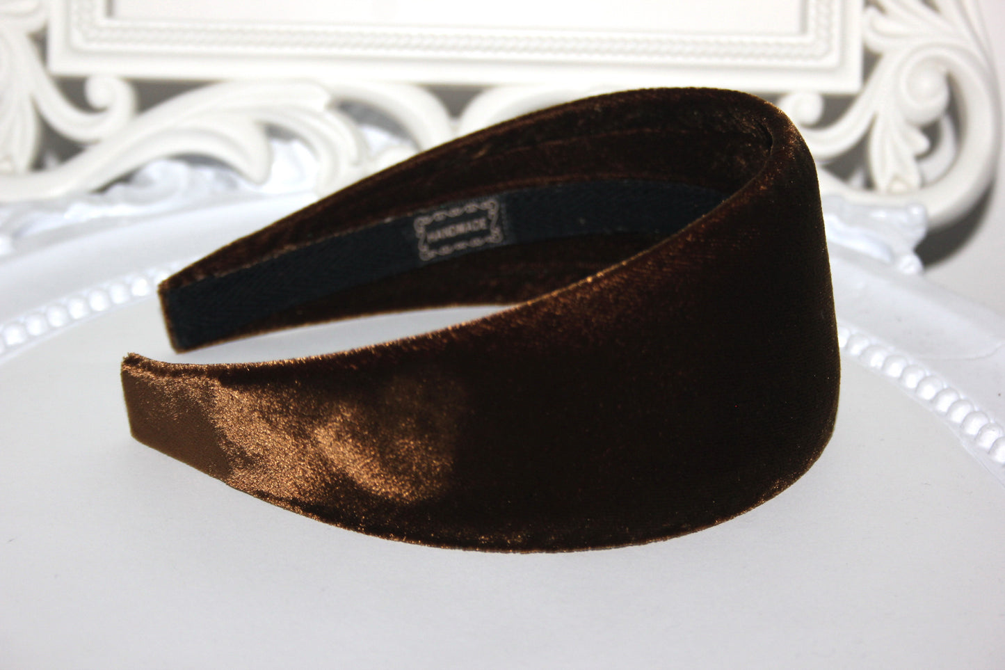 Coffee Brown micro silk velvet headband for women