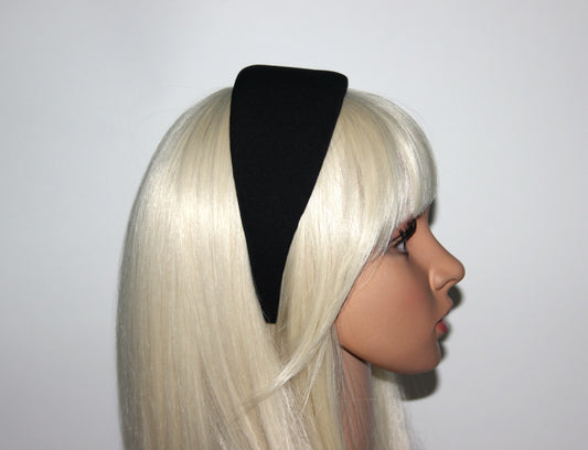 Wide Padded headband Intensive Black hairband scarf, Viscose puffy headband, plastic free