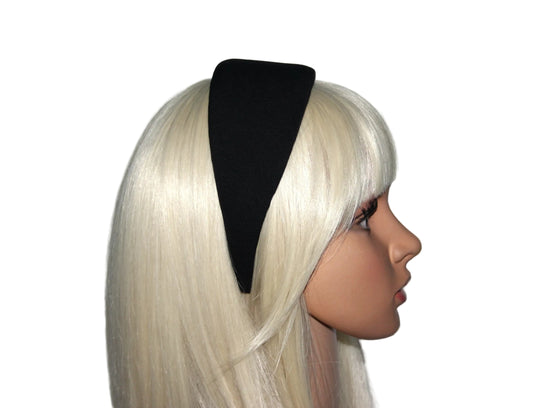 Wide Padded headband Intensive Black hairband scarf, Viscose puffy headband, plastic free