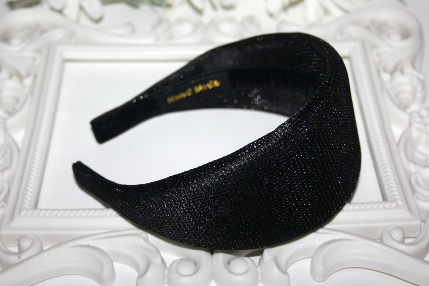 Black Sparkly headband Padded hairband scarf, plastic free